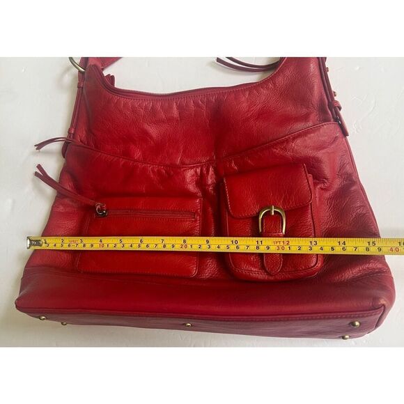 Vintage ILI New York Toronto Red Genuine Leather Tote Shoulder Bag Handbag - Picture 8 of 11